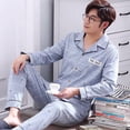 thumbnail image 2 of Pijamas de hombre de primavera y otoño de algodón de manga larga de algodón de talla grande para mediana edad, ropa de hogar, pijamas de invierno, 2 of 5