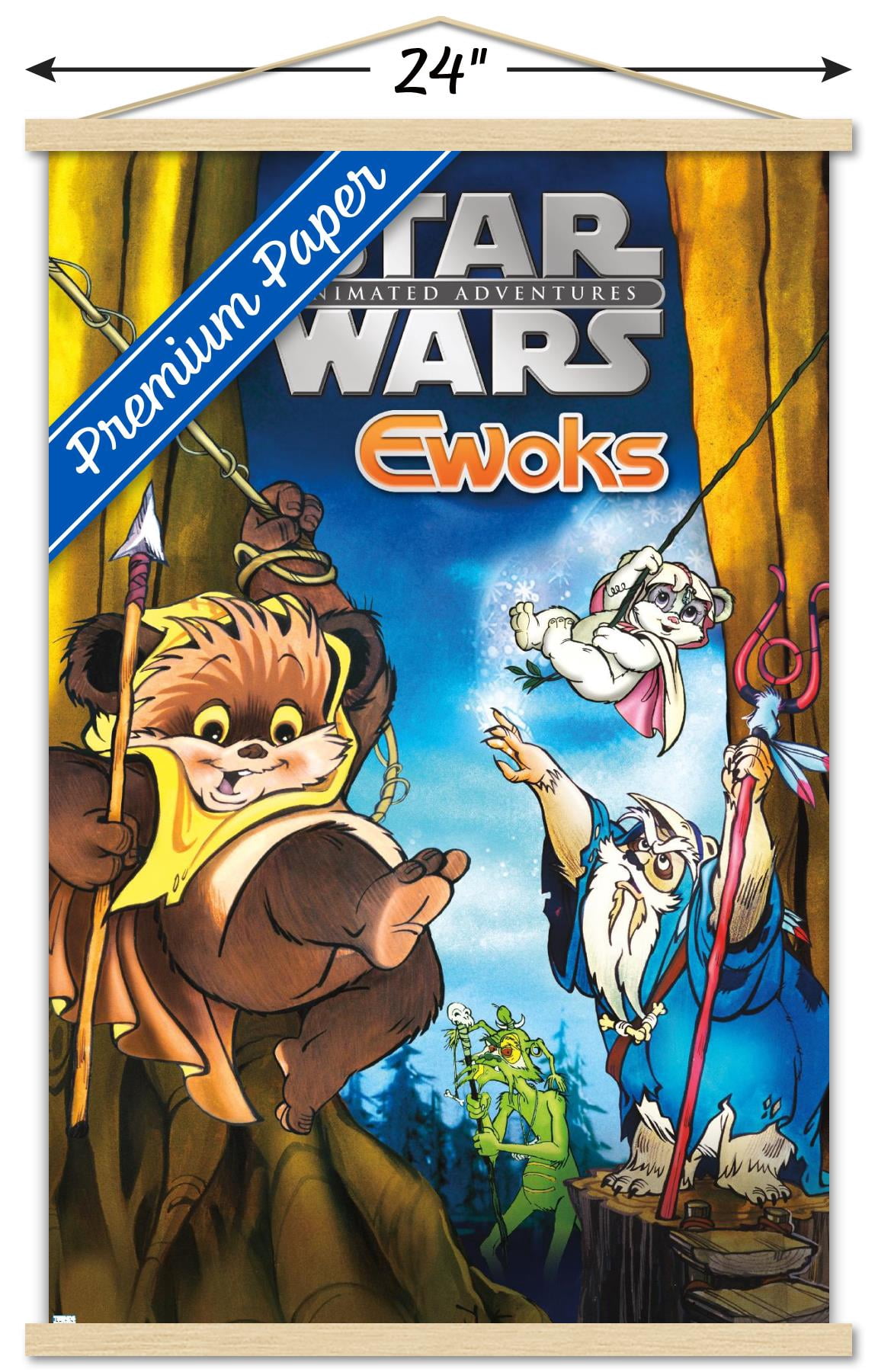 Star Wars: Ewoks - Key Art Wall Poster with Wooden Magnetic Frame, 22.375" x 34"