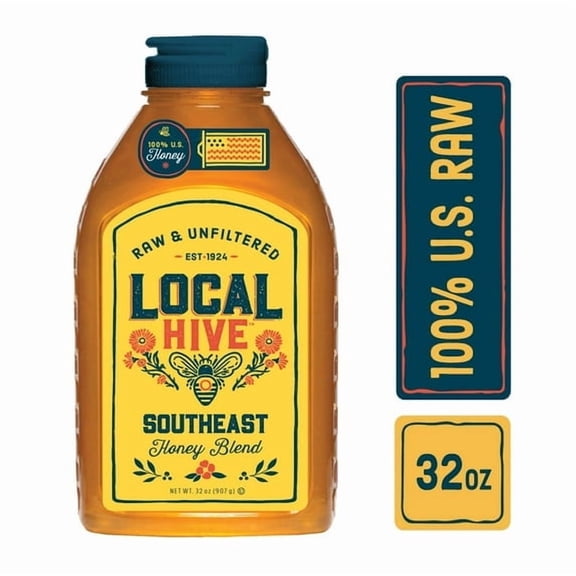 Local Hive, Raw & Unfiltered, 100% U.S. Southeast Honey Blend, 32oz Bottle