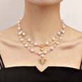 thumbnail image 4 of Collar con diseño de nicho de joyería de estilo europeo y americano con doble capa de borlas de perlas de imitación y mariposa de amor para mujer, 4 of 6