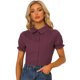 thumbnail image 1 of Blusa de algodón Allegra K con volantes y cuello vuelto para mujer Púrpura M, 1 of 5