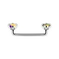 thumbnail image 2 of LionGothic 316L Surgical Steel 14G Internally Threaded Staple Surface Barbell with Prong Setting CZ, 2 of 21