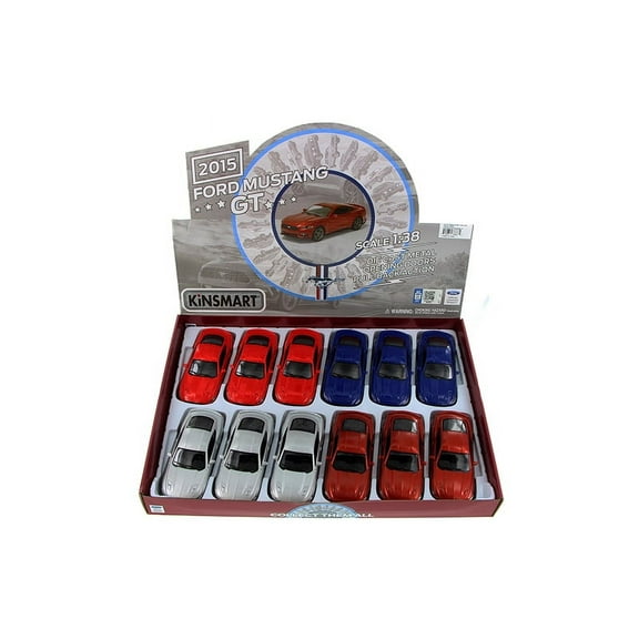 2015 Ford Mustang GT Diecast Car Package - Box of 12 1/38 Scale Diecast Model Cars, Assorted Colors