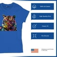 thumbnail image 4 of Tee Hunt Dean Russo Colorful Siberian Tiger T-Shirt Wild Big Cat Women's T-Shirt Tee, Blue, Large, 4 of 5
