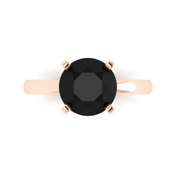 Solitaire Engagement Ring for Women - 3ct Natural Onyx in 14K Rose Gold Promise Ring