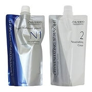 Hair Rebonding Shiseido Professional Crystallizing Hair Straightener (N1) + Neutralizer for Natural to Sensitized Hair(old version : Fine or Tinted hair)(N2)