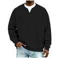 thumbnail image 2 of Aestivo Men's V- Layered Shirt, Long Sleeve Casual Pullover, Textured Top Tee for Casual Work, Black XL, 2 of 6
