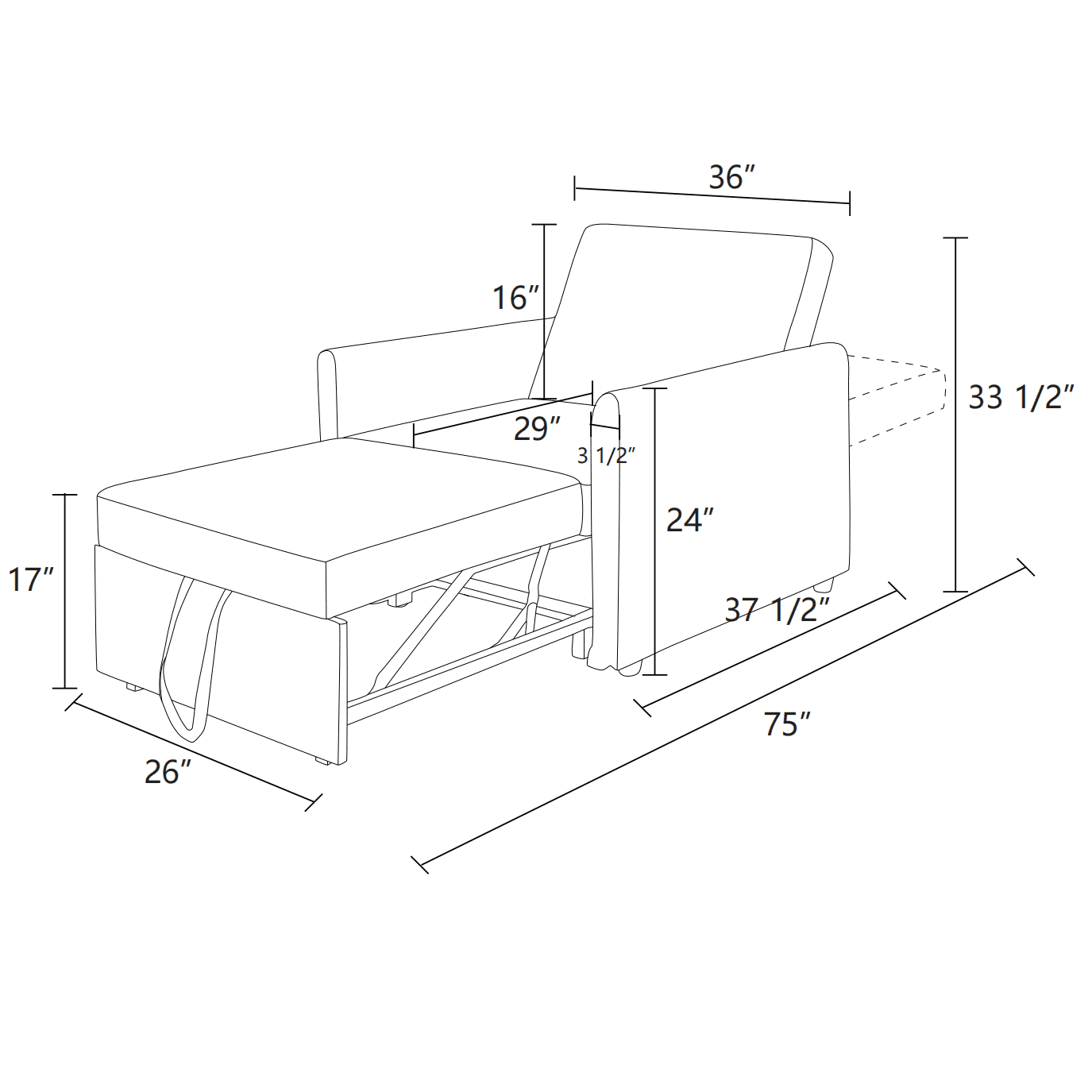 Convertible Sofa Bed, Sleeper Sofa Chair 3 in 1 Pull Out Couch Beds for Living Room Apartment Office, Red