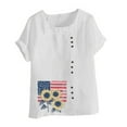 thumbnail image 4 of Xdegoge History Online Linen Shirts Women Short Sleeve Crew Neck Tops Floral Summer Fashion Tunic Shirts Loose Fit Casual Blouses Y2K Plus Size Tee Shirts Ropa Mujer Add To Today, 4 of 4