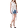 thumbnail image 3 of Feinuhan Women's Crochet Long Vest Boho Sleeveless Kimono Dress Swimwear Cover up, White, One Size, 3 of 3