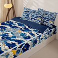 thumbnail image 3 of Manfei Ocean Themed Art Zipper Twin Comforter Sets with Fitted Sheet and 2 Pillowcases,Wild Sea Waves Zipper Bedding Set Blue White,Navy Blue Reversible,4pcs, 3 of 8