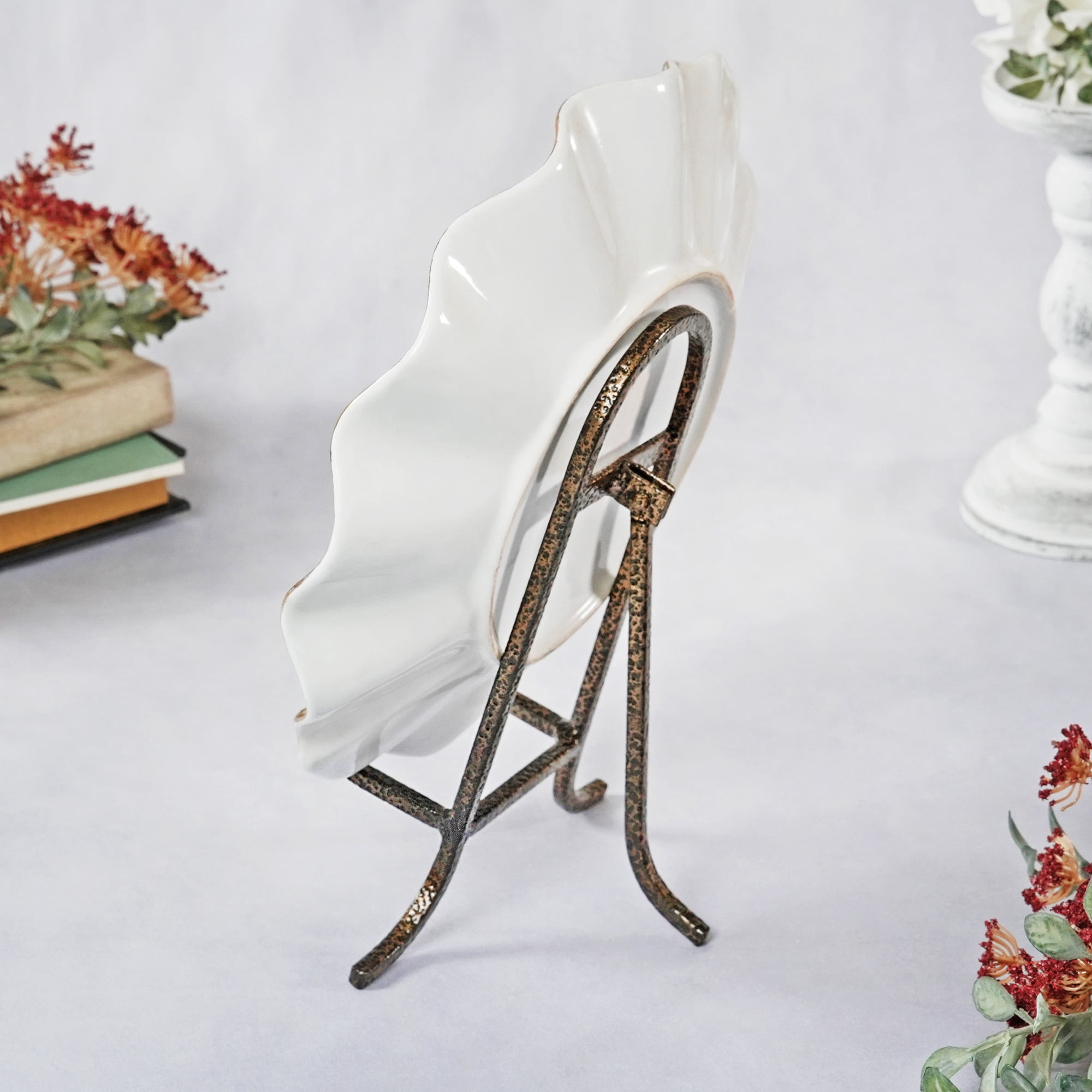 Bard's Antique Gold-toned Wrought Iron Easel, 8.75" H x 7" W x 4" D (For 7.5" - 12" Plates)
