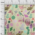 thumbnail image 2 of oneOone Silk Tabby Beige Fabric Tropical Doodled Animals With Leaves Sewing Craft Projects Fabric Prints By Yard 42 Inch Wide, 2 of 4