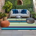 thumbnail image 2 of Blue Yellow Green Striped Outdoor Rug for Patio/Deck/Porch, Non-Slip Large Area Rug 5 x 7 Ft, Farmhouse Vintage Stripe Indoor Outdoor Rugs Washable Area Rugs, Reversible Camping Rug Carpet Runner, 2 of 8