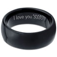 thumbnail image 2 of Tungsten I Love You 3000 Quote Engraved Band Ring 8mm Men Women Comfort Fit Black Dome Polished, 2 of 4