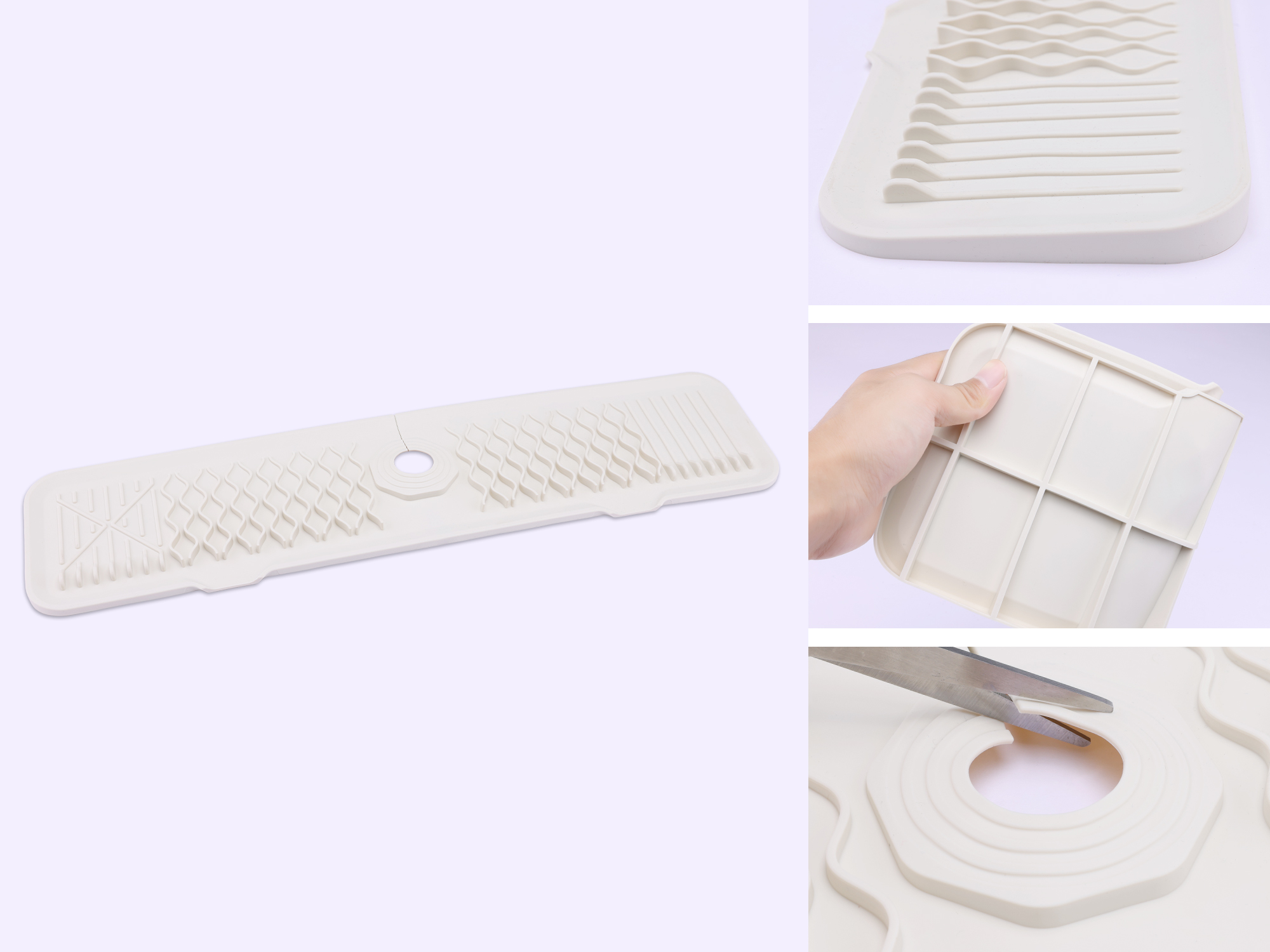 Longer Faucet Mat for Kitchen Sink Splash Guard, Kitchen Sink Mat,  Kitchen Sink Splash Guard, Kitchen Sink Area Behind Faucet Mat Beige 24.0*5.7 inch