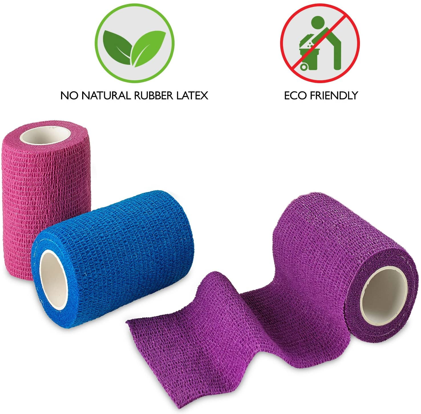 MEDca 3"x5 Yards Self-Adherent Cohesive Wrap Bandages, 12 Count, Strong Elastic