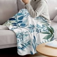 thumbnail image 3 of Navy Blue Leaves Blanket Soft Cozy Warm Throw Blanket for Couch, Plush Fuzzy Flannel Fleece Blankets for Sofa, Summer Botanical Farmhouse Watercolor Leaf Bed Blankets Gifts for Men, 30"x40", 3 of 9