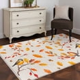 thumbnail image 3 of Area Rugs for Living Room Bedroom, Orange Leaves Fall 4'x6' Rug Washable Carpet Runner Indoor Outdoor, Branches Birds Pine Cones Rustic Non Slip Accent Floor Mats Rug for Kitchen, Office, 3 of 8