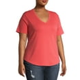 thumbnail image 3 of Terra & Sky Short Sleeve Ringer Solid Print T-Shirt (Women's Plus) 1 Pack, 3 of 6