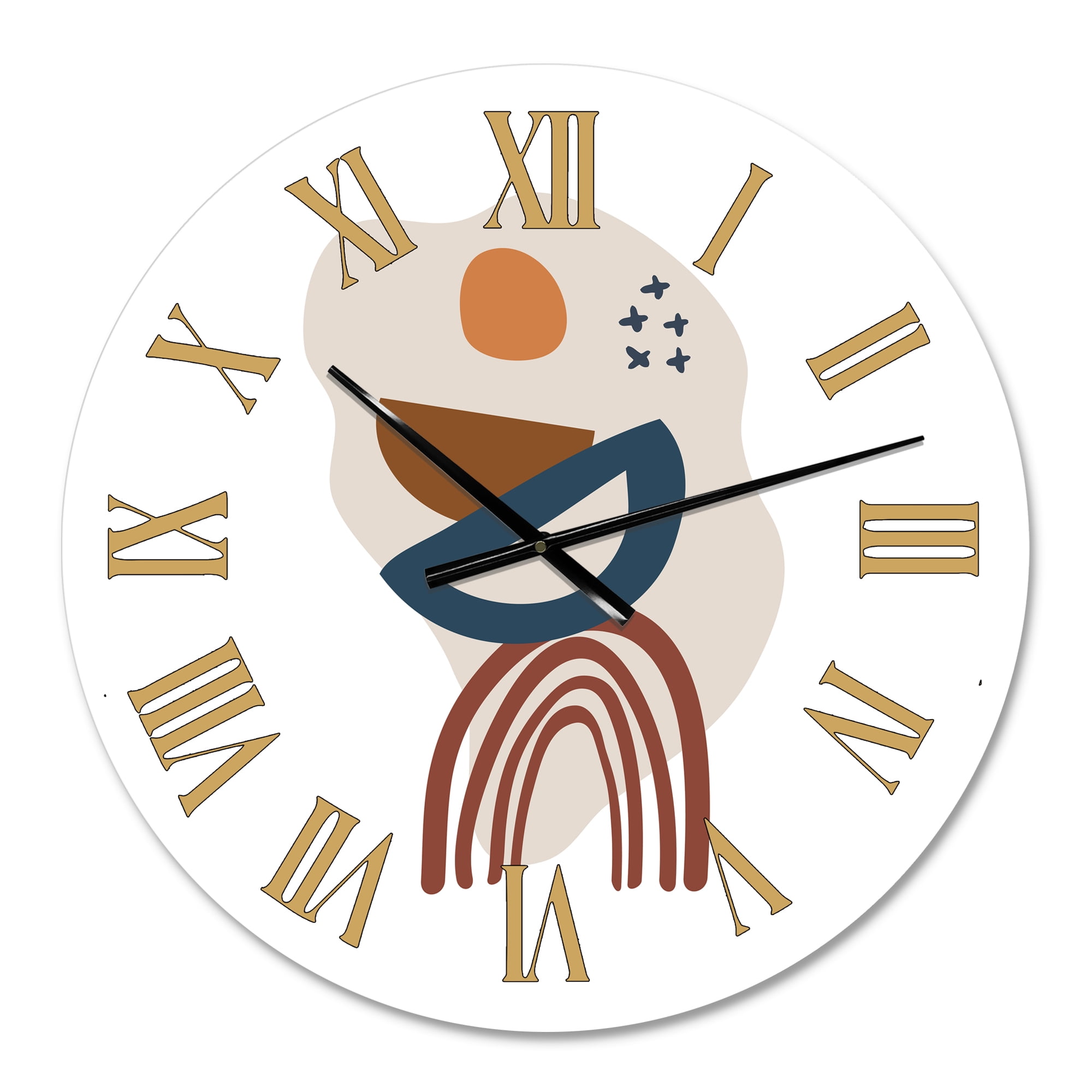 Designart 'Elementary Shapes In Terracotta Tones I' Modern Wall Clock