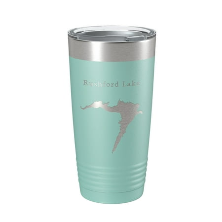 

Rushford Lake Map Tumbler Travel Mug Insulated Laser Engraved Coffee Cup New York 20 oz Teal