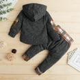 thumbnail image 5 of Mikrdoo Baby Boy Clothes 0-6M Check Hooded Top + Drawstring Pants 2PCS Baby Boy Spring and Autumn Set, 5 of 7