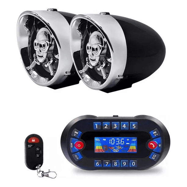 Estéreo Moto Bocinas Mp3 Usb Sd Bluetooth A Prueba De Agua negro