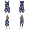 thumbnail image 3 of Xixirimido Palm Trees Blue Tropical Print Couples Matching Vacation Outfits Men's Breathable Short Sleeve Shirt & Women's Irregular Hem Dress Coordinated Summer Wear for Dating, Size 4XL, 3 of 7