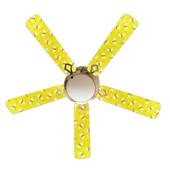 888 Cool Fans F52-0001110 52 in. Sweet Yellow Bumble Bees 5-Blades White Ceiling Fan with Lamp
