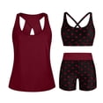 thumbnail image 3 of qolati 3 Piece Tankini Swimsuits for Women Sporty Swimsuit with Boyshorts Athletic Bathing Suits Full Coverage Modest Swimwear Plus Size Bikini Sets Wine L, 3 of 7