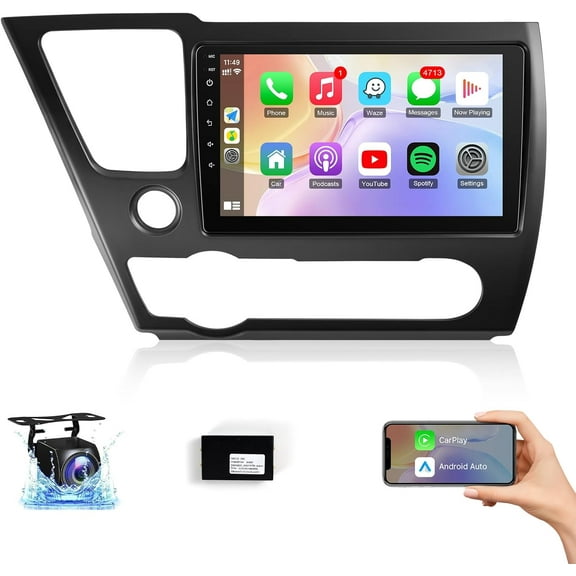 Android Car Radio for Honda Civic 2013 2014 2015 2016 2017 Car Stereo with Carplay Android Auto, 9 Inch Touch Screen, Blutooth FM GPS WiFi SWC EQ Canbus (for Honda Civic 2013-2017)