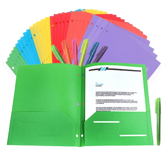 Qocolcyl Plastic Folders with 2 Pockets 3 Hole Punched,Punch Folders with for 3 Ring Binder,Muted Pastel Colors,Heavy Duty Basics Binder Folder for Back to School,Home and Office (Letter Size)