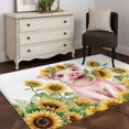 thumbnail image 3 of Sunflower Pig Area Rugs 4x6 ft Country Oil Painting Yellow Floral Pig Washable Rug Non Slip Indoor Carpet Absorbent Floor Mat for Living Room Bedroom Dining Room, 3 of 9