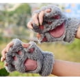 thumbnail image 1 of Guantes de garra de gato Lindos guantes de dedos abiertos de niña con dibujos de gatos, guantes de medio dedo con pata de oso y pelusa gruesa en invierno, 1 of 1