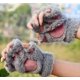 thumbnail image 1 of Guantes de garra de gato Lindos guantes de dedos abiertos de niña con dibujos de gatos, guantes de medio dedo con pata de oso y pelusa gruesa en invierno, 1 of 1
