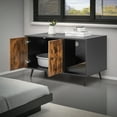 thumbnail image 2 of Pefilos 35" Pets Tiger Large Hidden Cat Litter Box Enclosure, Pet House Furniture, Cat House Washroom Cabinet Stool, Black, 2 of 7