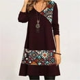 thumbnail image 1 of Robe Décontractée d'Automne pour Femmes, Manches Longues, Col en V, Imprimée, 1 of 6