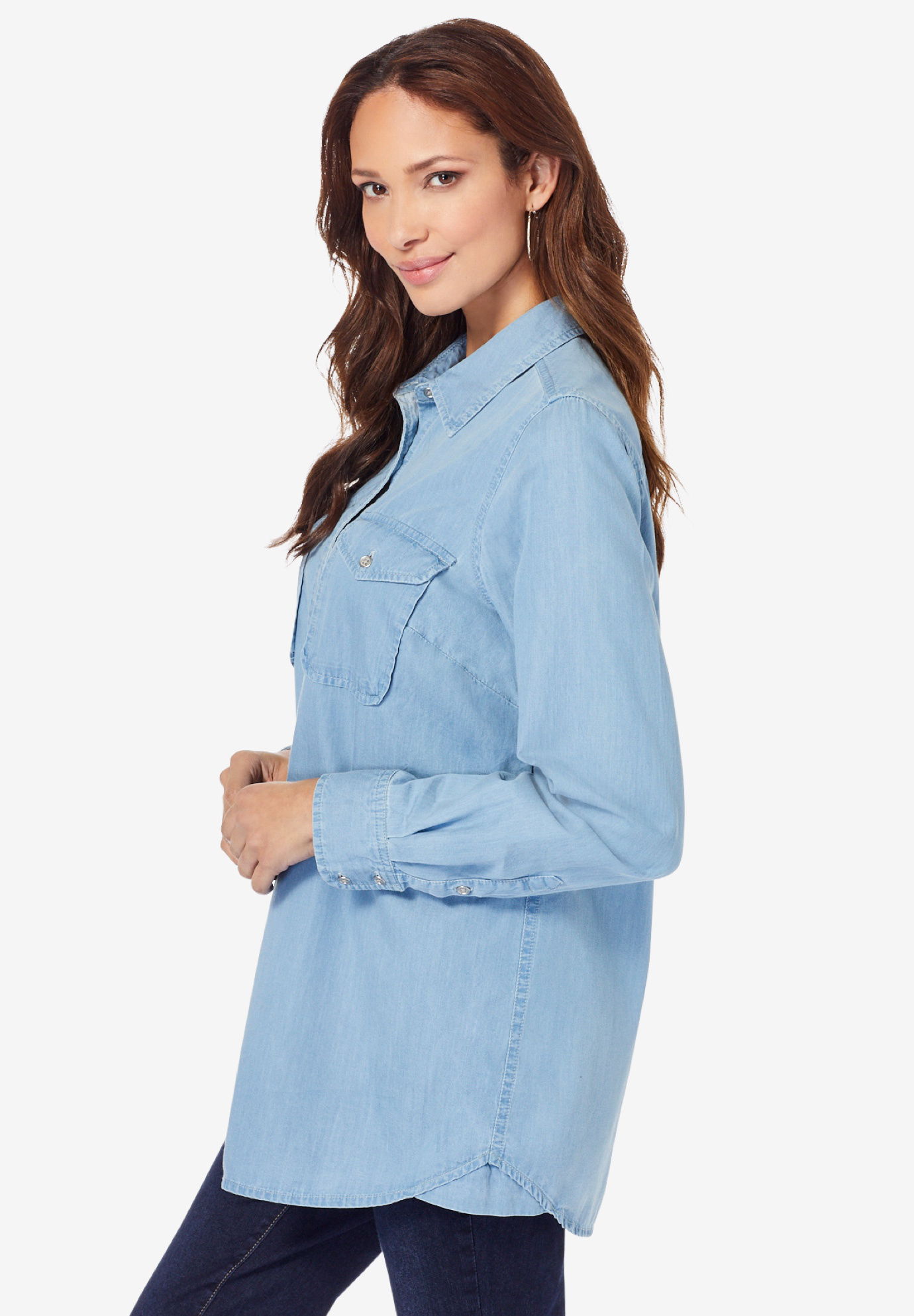Roaman's Women's Plus Size Olivia Denim Big Shirt Bigshirt - Walmart.com