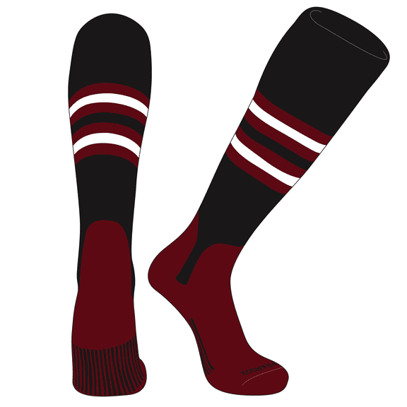 PEAR SOX OTC Baseball Softball Stirrup Socks (F, 5in) Black, Cardinal, White, C (XS)