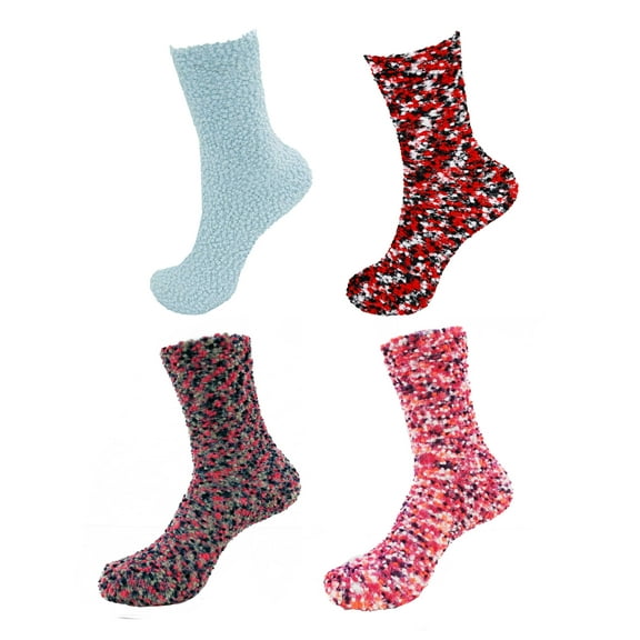 Chirpy Socks Assorted Super Soft Cozy Warm Colorful Microfiber Knobby Socks - 4 Pairs - Assortment 83