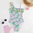 thumbnail image 2 of Taybagh Girls Bathing Suit Classic Bikini Swimsuit with Irregular Shoulder Straps Floral Prints Teen Girl Clothes, 2 of 7
