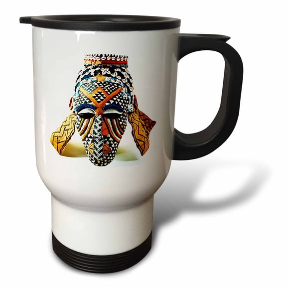 3drose, African Mask, 14oz Stainless Steel Travel Mug