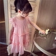 thumbnail image 6 of SYNPOS Girl's Summer Dress Flared Sleeve Loose Fit Swiss Dots Flowy Pleated Dress 1-5 Years, 6 of 11