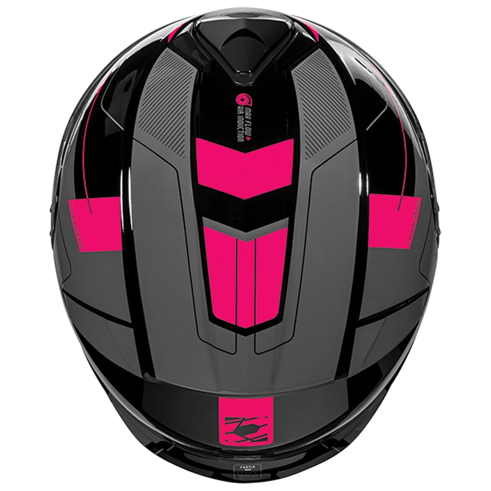 Castle CX935 Raid Modular Motorcycle Helmet Pink Glow/Silver LG