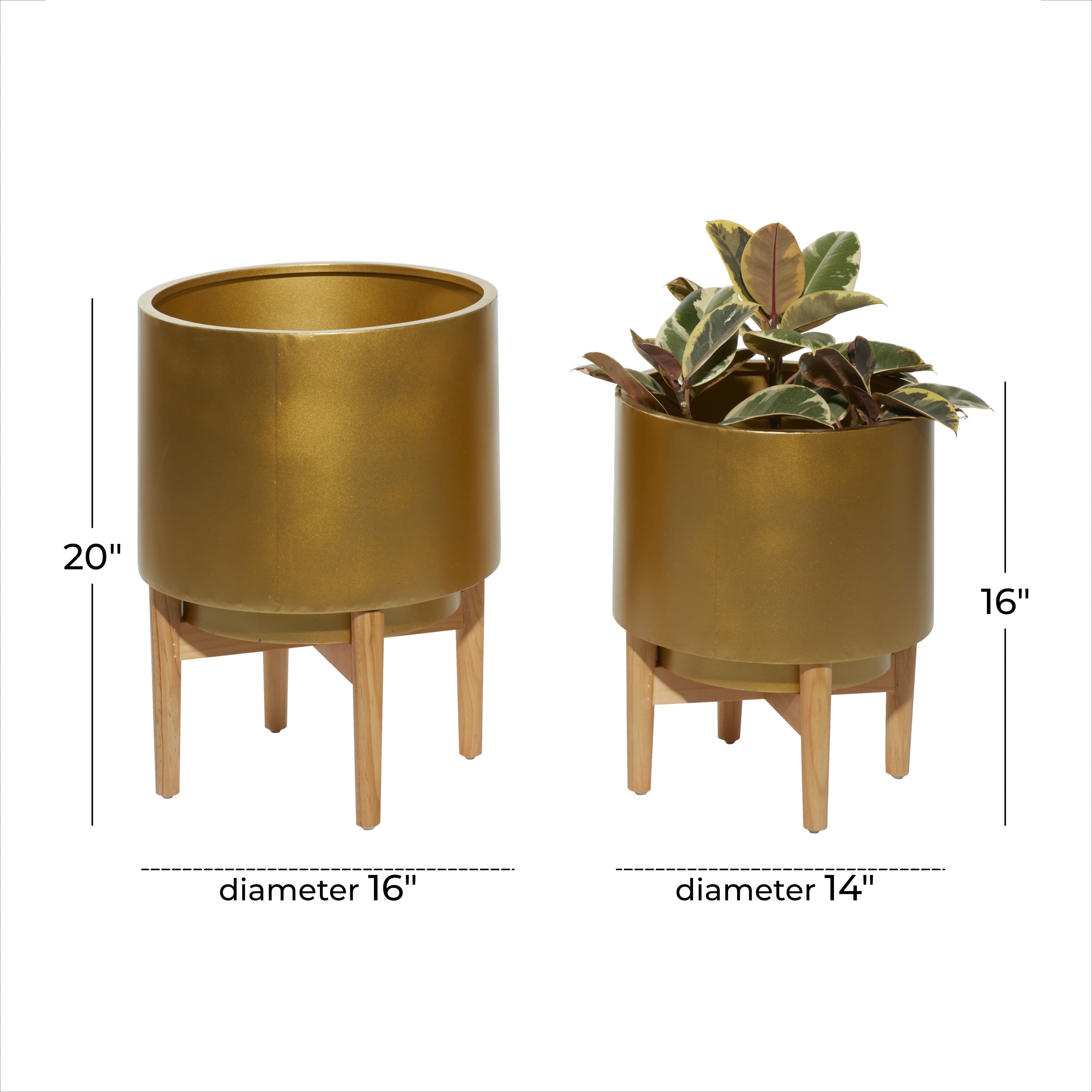 CosmoLiving by Cosmopolitan Gold Metal Planter (2 Count)