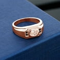 thumbnail image 3 of Gem Stone King Men's 18K Rose Gold Plated Silver Peach Morganite and Black Diamond Ring (1.13 Cttw, Gemstone October Birthstone, Oval 8X6MM,, Size 10), 3 of 3