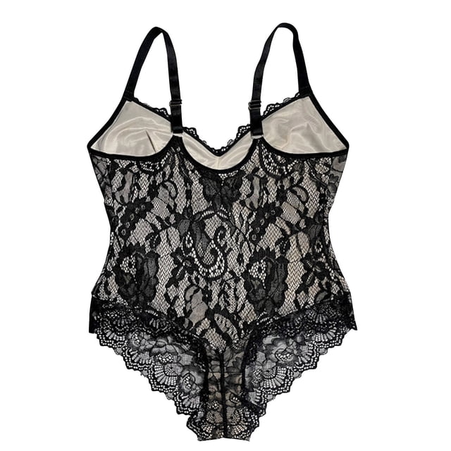 SDNall Womens Lace Shapewear Underwear with Inner Straps and Outer Body Shaping Bodysuit