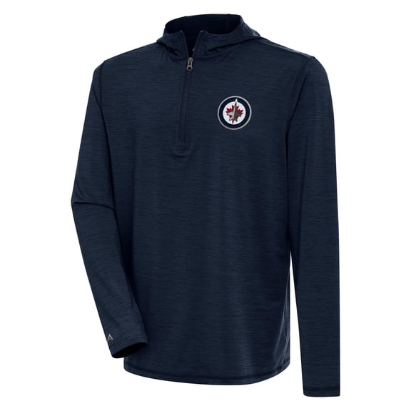 Men's Antigua  Heather Navy Winnipeg Jets Tidy Quarter-Zip Pullover Hoodie
