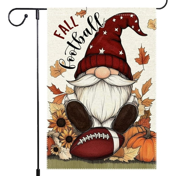 Fall Garden Flag Wecome Polka Dots Gnome Garden Flags 12x18 Inch Double Sided Burlap Autumn Football Pumpkin Decor Seasonal Holiday Farmhouse Yard Outdoor Decoration